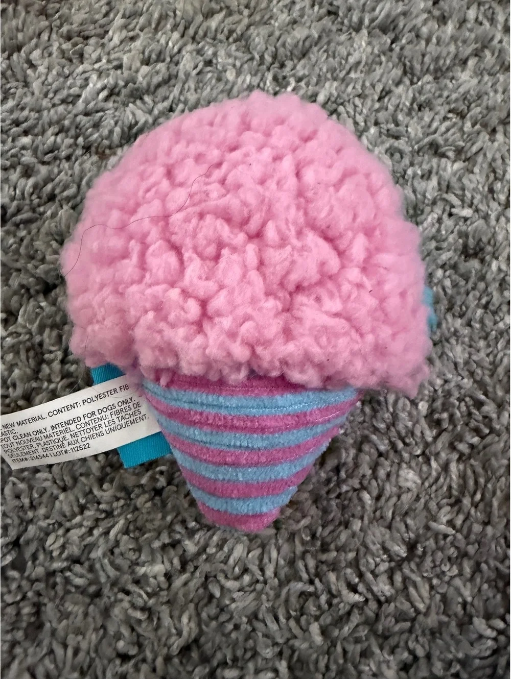 BARK Co. Plush Cotton Candy Cone Dog Toy - Blue and Pink, Soft and Durable XS/S
